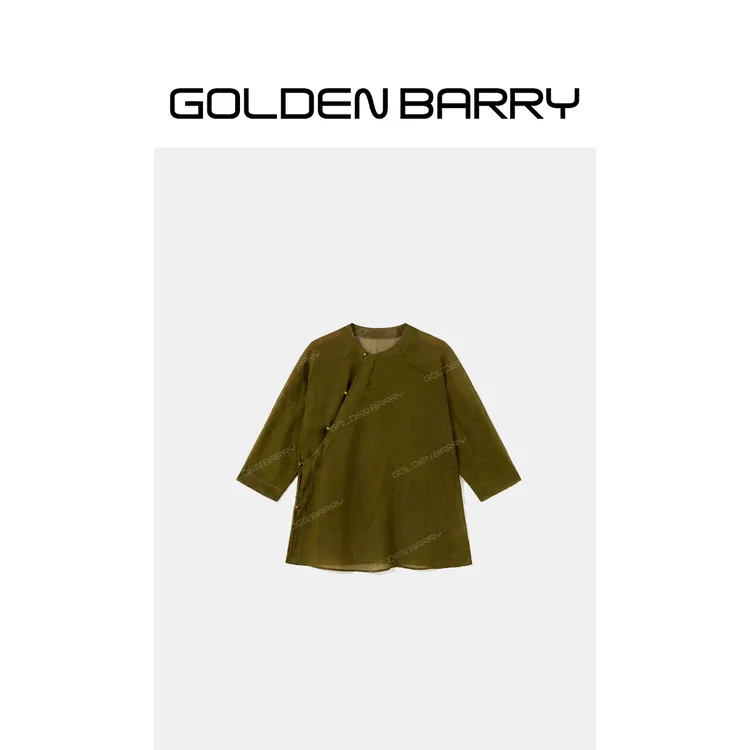 GOLDENBARRY气质简约大气柔金云纱斜襟上衣206443