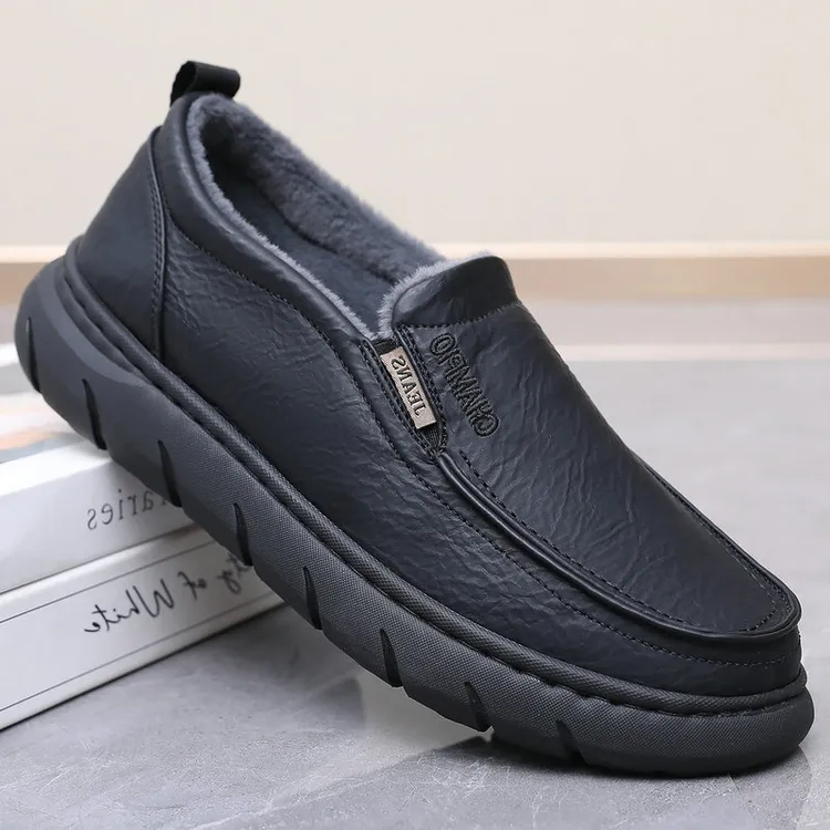 老北京布鞋男鞋冬季加绒保暖二棉鞋男士休闲鞋一脚蹬防滑爸爸鞋子