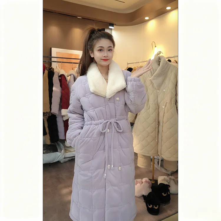 【秀秀家】冬季上新《繁花紫》三层夹棉加绒加厚保暖睡衣套装家居服