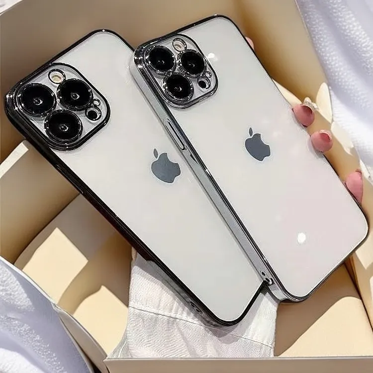 苹果16不发黄的透明电镀手机壳全包高档奢华防滑保护壳手机壳创意