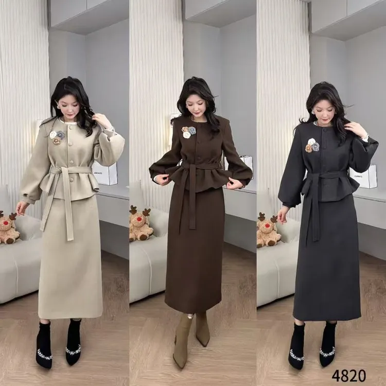 Saeda品牌女装秋冬新款小香风韩系两件套加棉套装YF4820