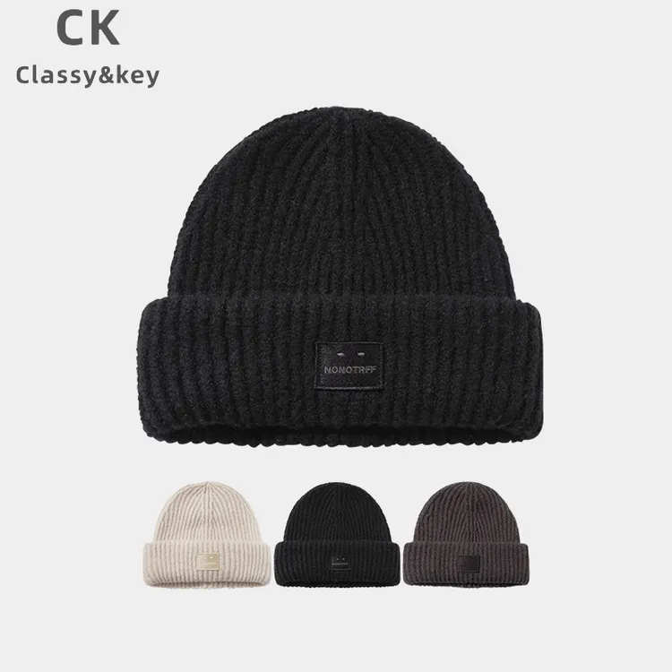 Classy key新加坡设计师联名款冬季大头围针织帽女显脸小百搭冷帽