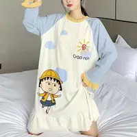 中长款成人长袖睡裙女士秋冬季卡通网红款H9366