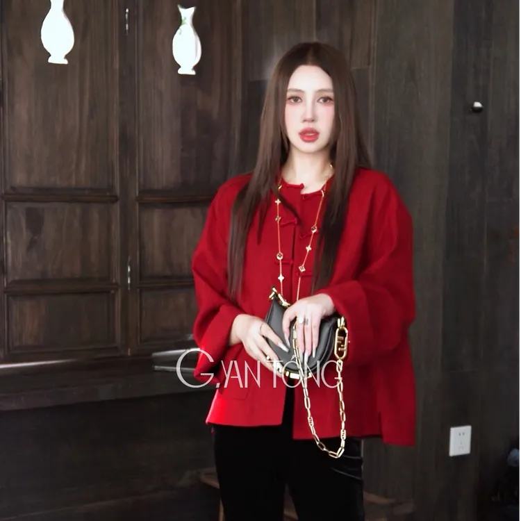 G. yantong/郭彦彤新中式盘扣羊毛外套秋款轻奢简约复古WT1048