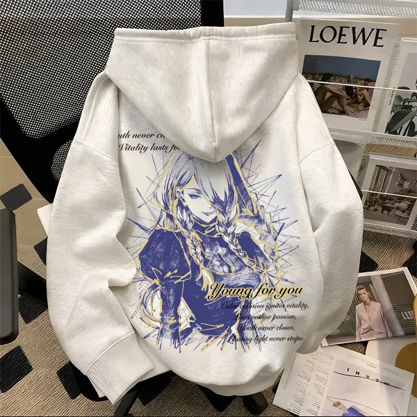 重磅500克纯棉咒术回战冥冥动漫印花连帽卫衣日系百搭舒适设计感