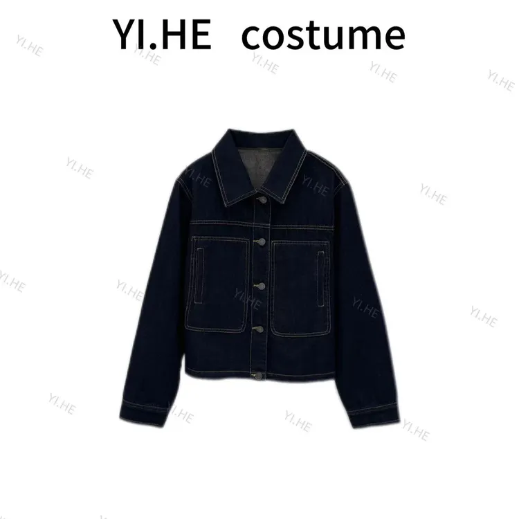 Y 2025秋季新款【时尚潮流】韩系复古明线拼接显瘦牛仔外套休闲百搭