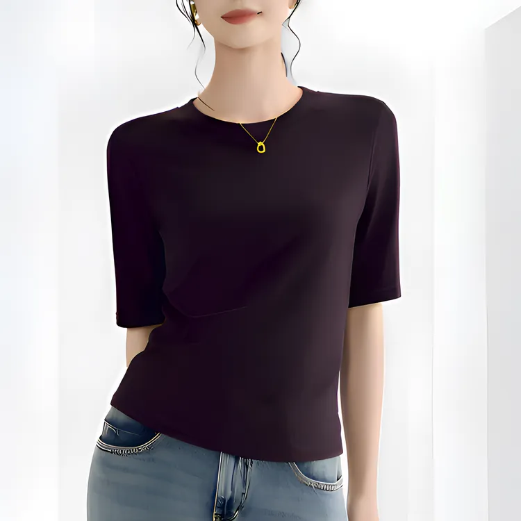 五分袖打底衫女款爆款2025新款打底衫女内搭直筒女士加大打底上衣