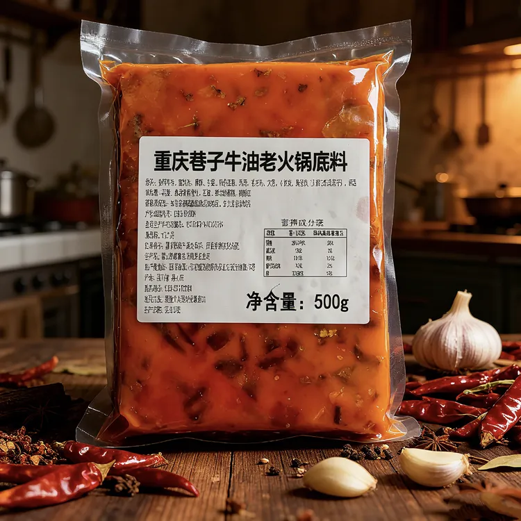 重庆巷子牛油老火锅底料500克椒香鲜辣浓香家用商用家庭火锅