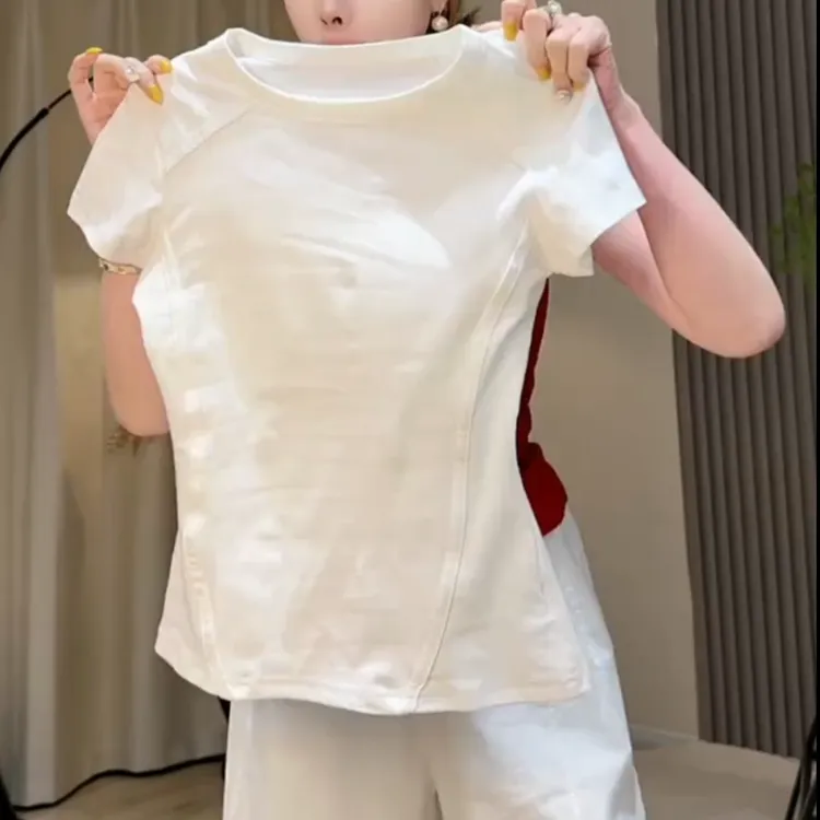 气质百搭简约短袖T恤女2026夏季薄款修身瑜伽服时尚显瘦圆领上衣商品图