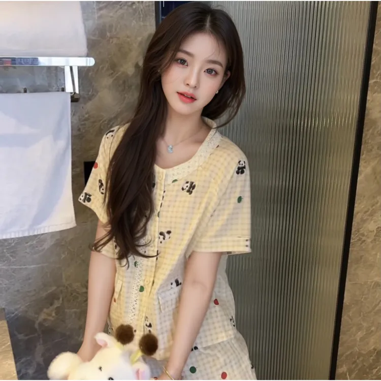 爆款2025夏季睡衣女休闲显瘦可外穿宽松家居服三件套装