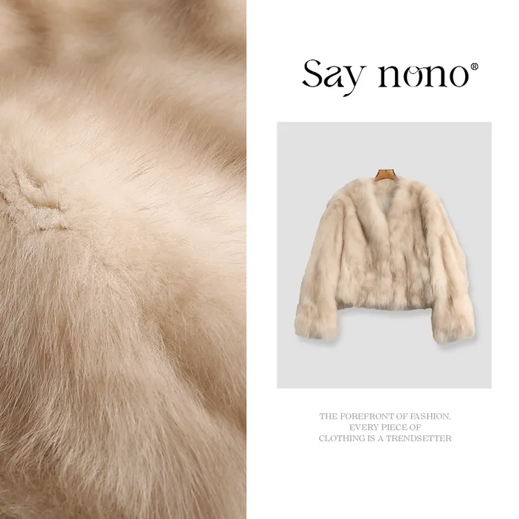 懒猫nono│Saynono狐狸毛V领皮草短外套/MLL93