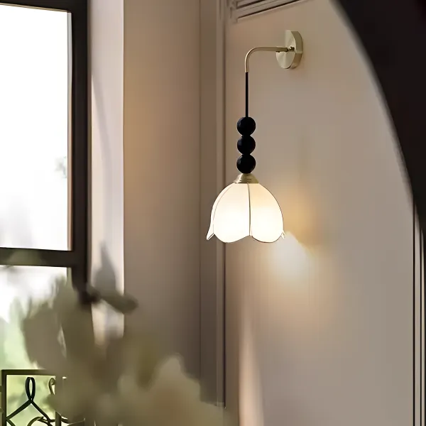 法式中古卧室床头吊线壁灯中古风侘寂风客厅民宿过道楼梯布艺灯具