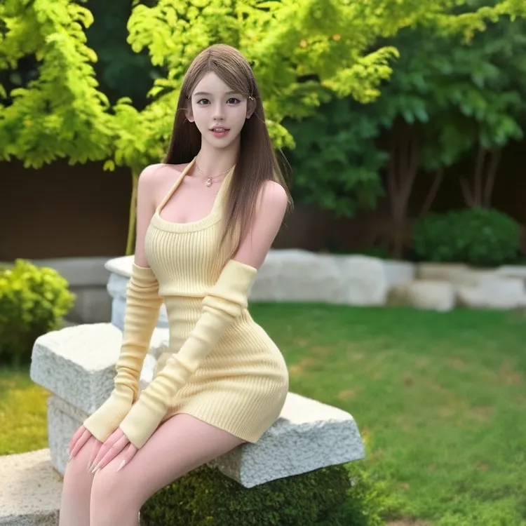 冬季短款针织抹胸挂脖连衣裙女款盐系设计感穿搭修立领镂空针织裙