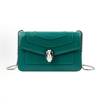 99新 BVLGARI/宝格丽 思斯专属 宝格丽绿色蛇头链条包 THCI3843