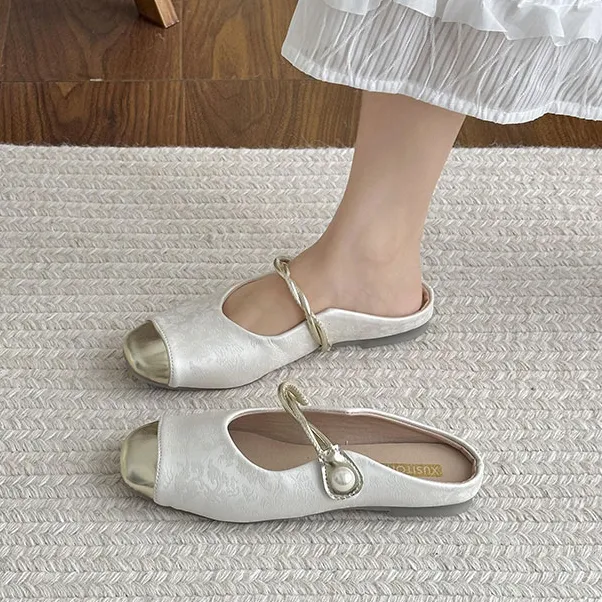 平底复古包头半拖鞋女鞋子外穿2025新款夏季配裙子新中式国风单鞋