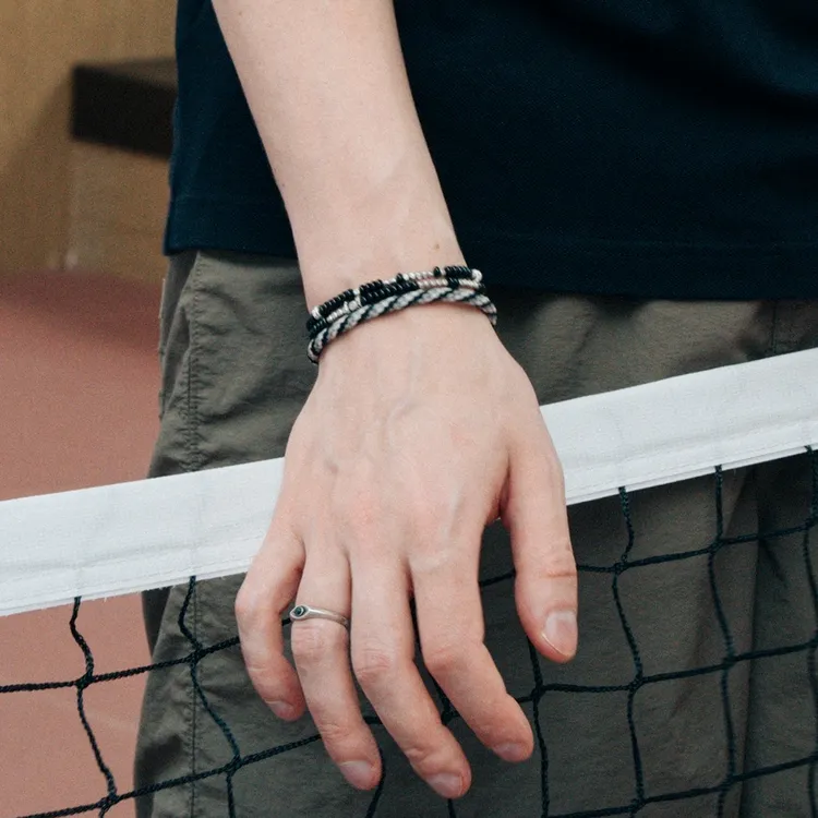 非金属树脂手链 RONINMADE925银小众五一手链叠戴组合情侣手串