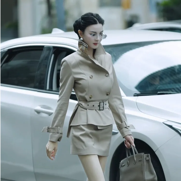 魏元高定/时尚套装轻熟风女神上衣纯欲风修身短款风衣-1039