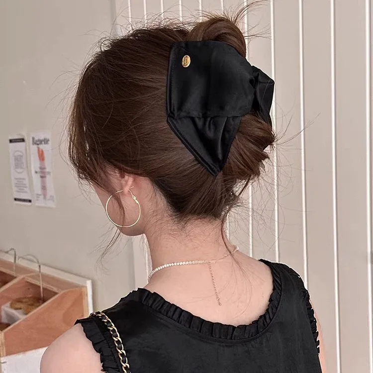 鎏光缎面贝壳三角抓夹金标13CM鲨鱼夹高级感通勤盘发夹子气质发饰