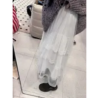 晶咕【出逃公主！】重工不规则多层蕾丝边高腰全松紧半身裙