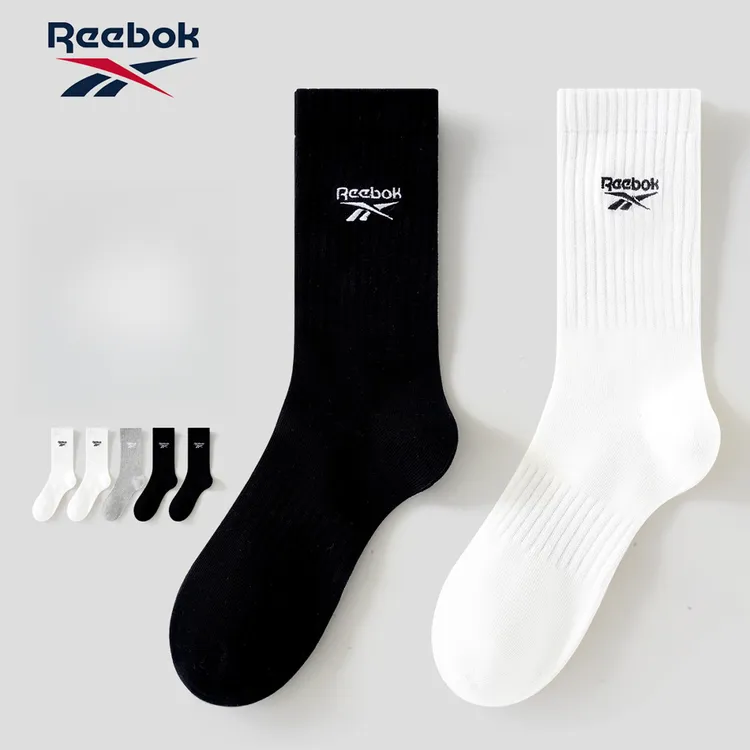Reebok10A抗菌高弹中筒袜防臭舒适吸湿透气成人青少年男女袜袜子