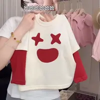 花小花女童卫衣春秋2025新款儿童洋气秋季女宝宝秋装假两件上衣