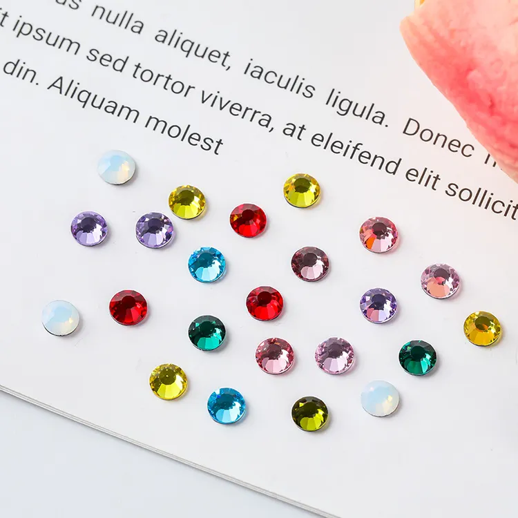 仿华（单彩色平底小圆钻）混K9网格烫底美甲钻超闪美甲小钻diy爆闪