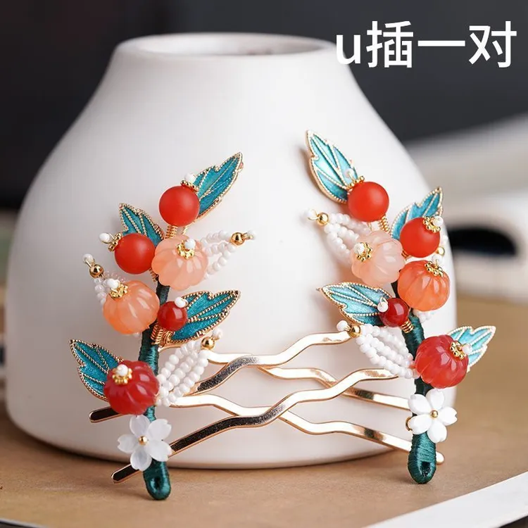 非金属发饰 手工汉服旗袍古风发饰头饰可爱流苏发夹钗边夹鸭嘴夹