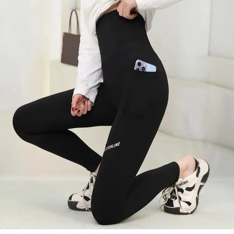 FG 口袋款鲨鱼裤高腰收腹显瘦瑜伽裤春夏薄款打底裤603