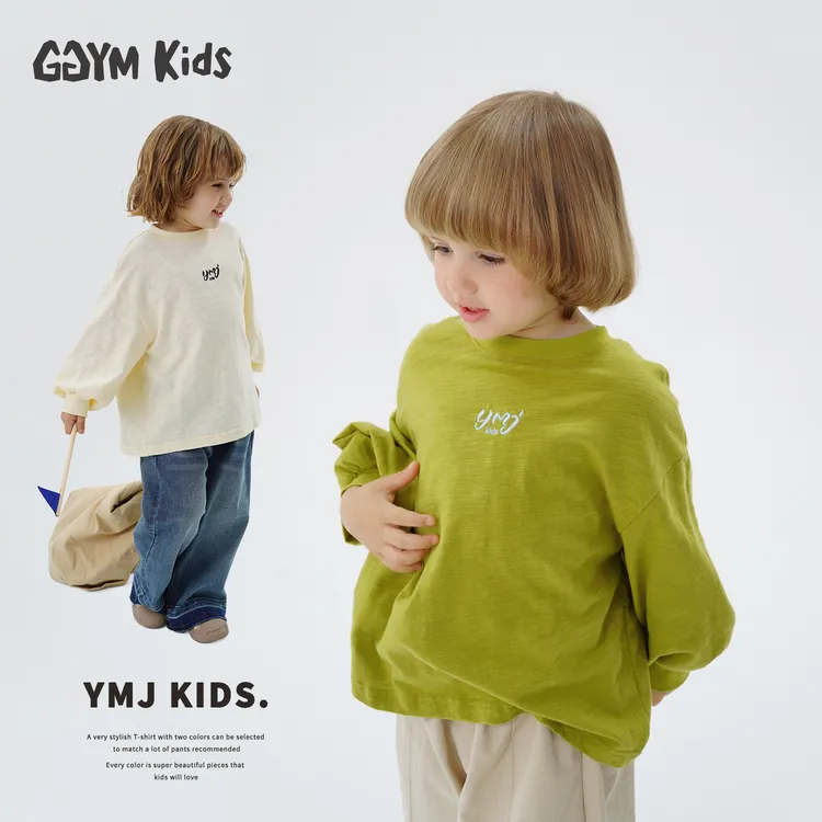 杨梅家童装儿童长袖宝宝小童圆领ol套头男童T恤DE1312