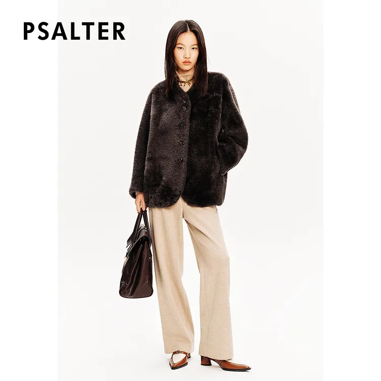 【暖系流光】PSALTER诗篇2025年皮毛一体小三角羊毛革皮草外套冬款
