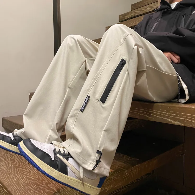 工装裤男夏款潮牌软壳冲锋裤百搭阔腿休闲长裤户外直筒速干登山裤