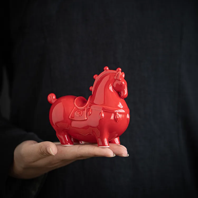 达人专属马到成功陶瓷小唐马摆件新中式客厅电视柜装饰品小号生肖马吉祥物