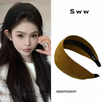 SWW秋冬新款麂皮加宽高颅顶发箍洗脸发箍显脸小发箍