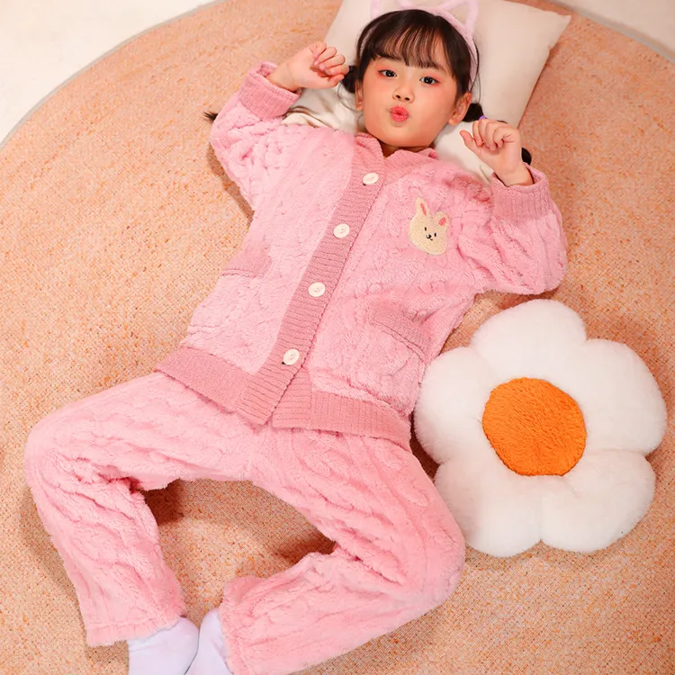 男童睡衣秋冬季法兰绒加厚珊瑚绒2024新款儿童家居服套装宝宝女孩