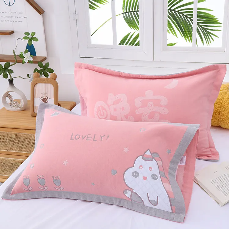 中号纯棉纱布枕套40x60枕头套学生防口水枕套乳胶枕套吸汗枕套