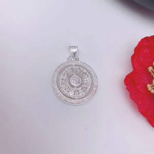 坠链均足银 足银990【时转运来万福吊坠】可旋转