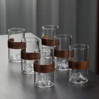 【6只装】观山杯防烫竹木杯套 耐热绿茶杯泡茶杯冰玻璃杯家用水杯