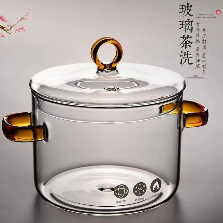 玻璃锅可加热玻璃汤锅高硼硅耐热玻璃炖盅家用炖盅锅泡面碗