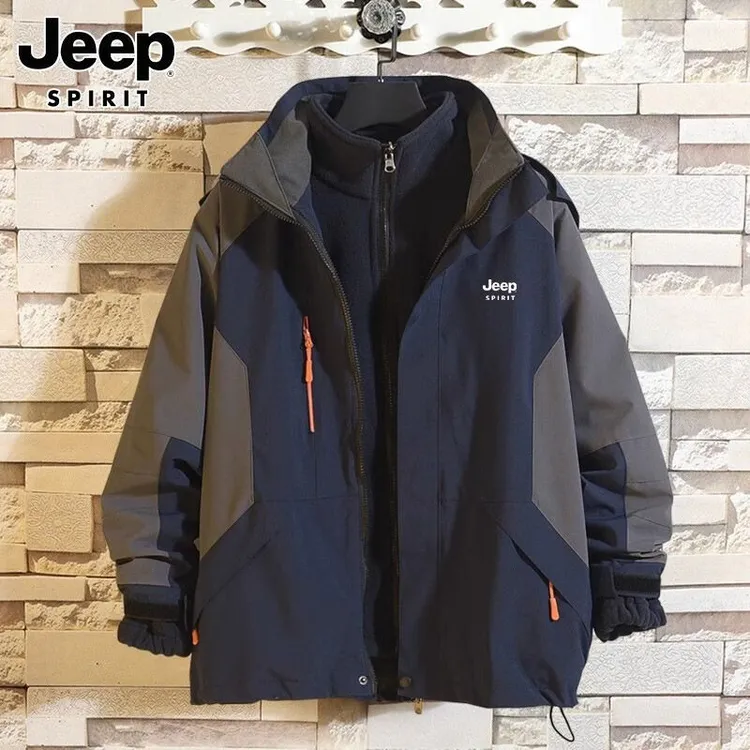 JEEPSPIRIT冲锋衣男士外套秋冬季三合一夹克男女防水防风团购定制