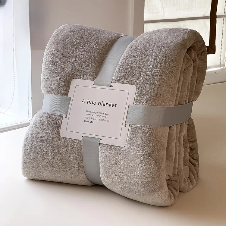 良品毯子单人纯色法兰绒毯加厚绒毛毯办公室午休毛毯卧室睡毯盖毯