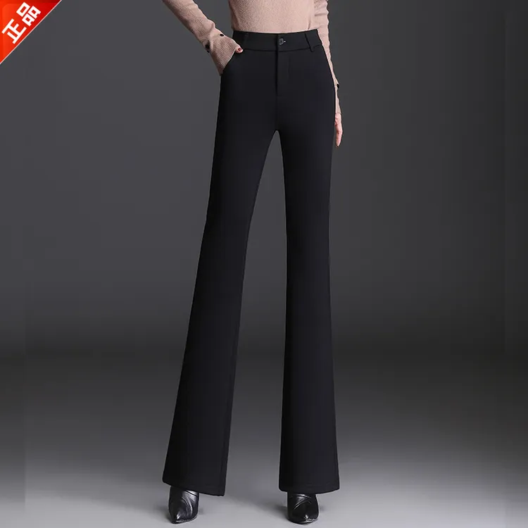 正品2025春秋新款女显瘦显高腰高品质弹力休闲西装微喇叭裤子爆款