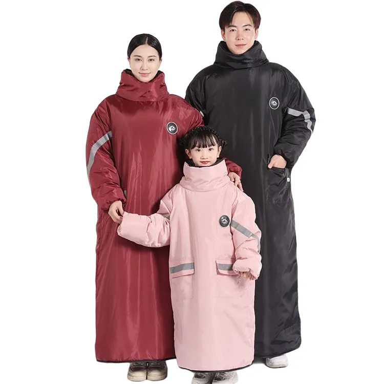 电动车挡风被冬季加绒加厚亲子儿童挡风衣电瓶车挡风罩防水防风衣