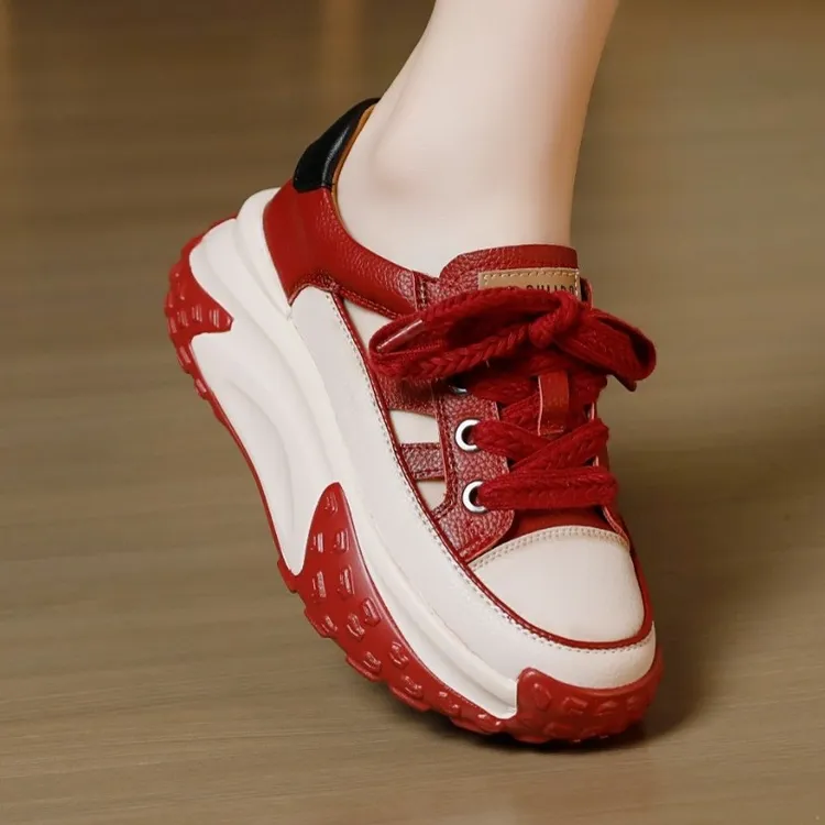 【金希希手工】增高6cm镂空女鞋夏季百搭复古运动厚底时尚老爹鞋