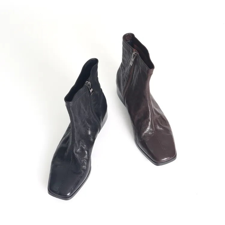 秋冬季袜女靴瘦瘦低跟女鞋百搭粗跟羊皮单靴高级感小短靴女3688-1