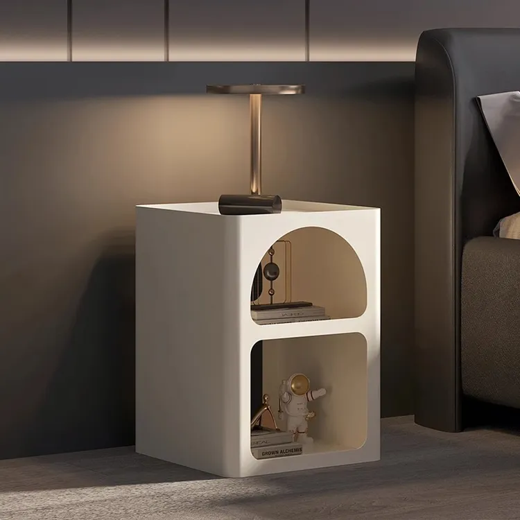 北欧现代铁艺床头柜家用卧室轻奢方形床边置物架客厅简约沙发边几