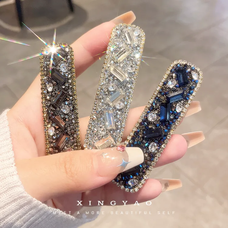 XYAO F272方钻气质满钻轻奢高级感发夹刘海侧边夹碎发夹发卡