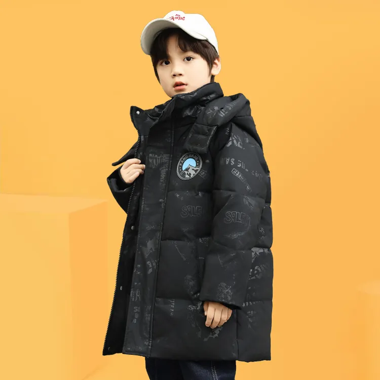 2024冬季新款洋气儿童羽绒服男童中大童中长款加厚迷潮牌童装