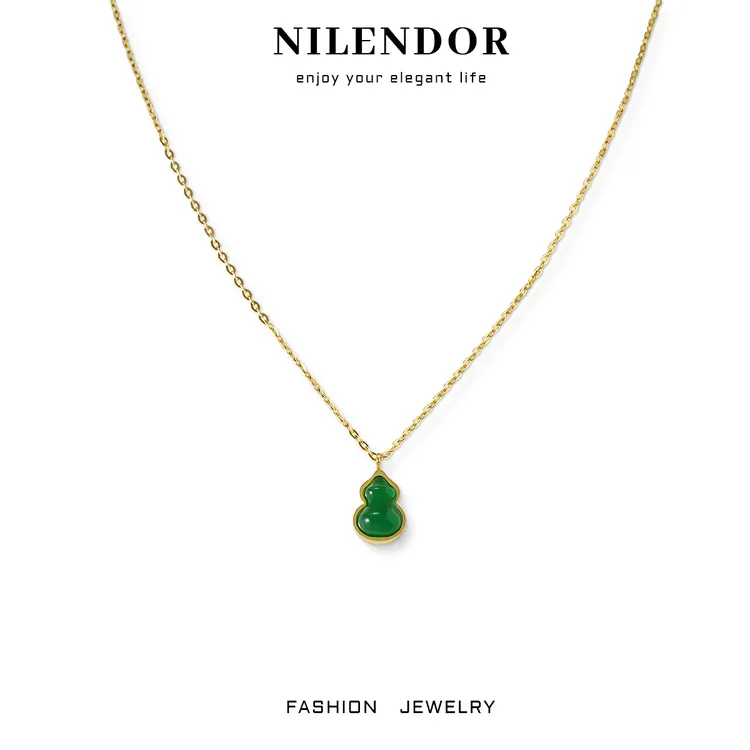 NILENDOR/昵兰XL-426新中式气质绿色葫芦精致百搭项链