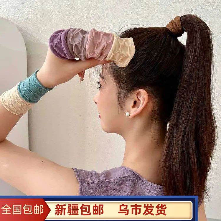 新疆包邮提花高弹耐用扎头发韩式皮筋高端布艺发圈百搭高马尾头绳