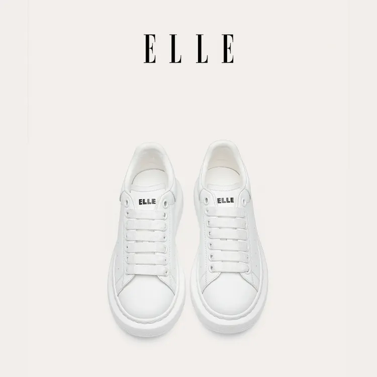 ELLE厚底白色增高鞋2025新款秋季小白鞋女百搭软底小个子松糕板鞋